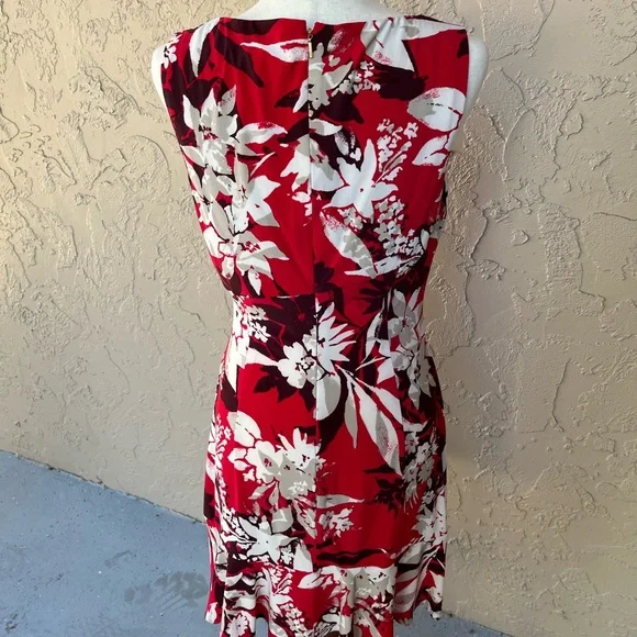 Donna Karan Red Floral Dress - Picture 4 of 6